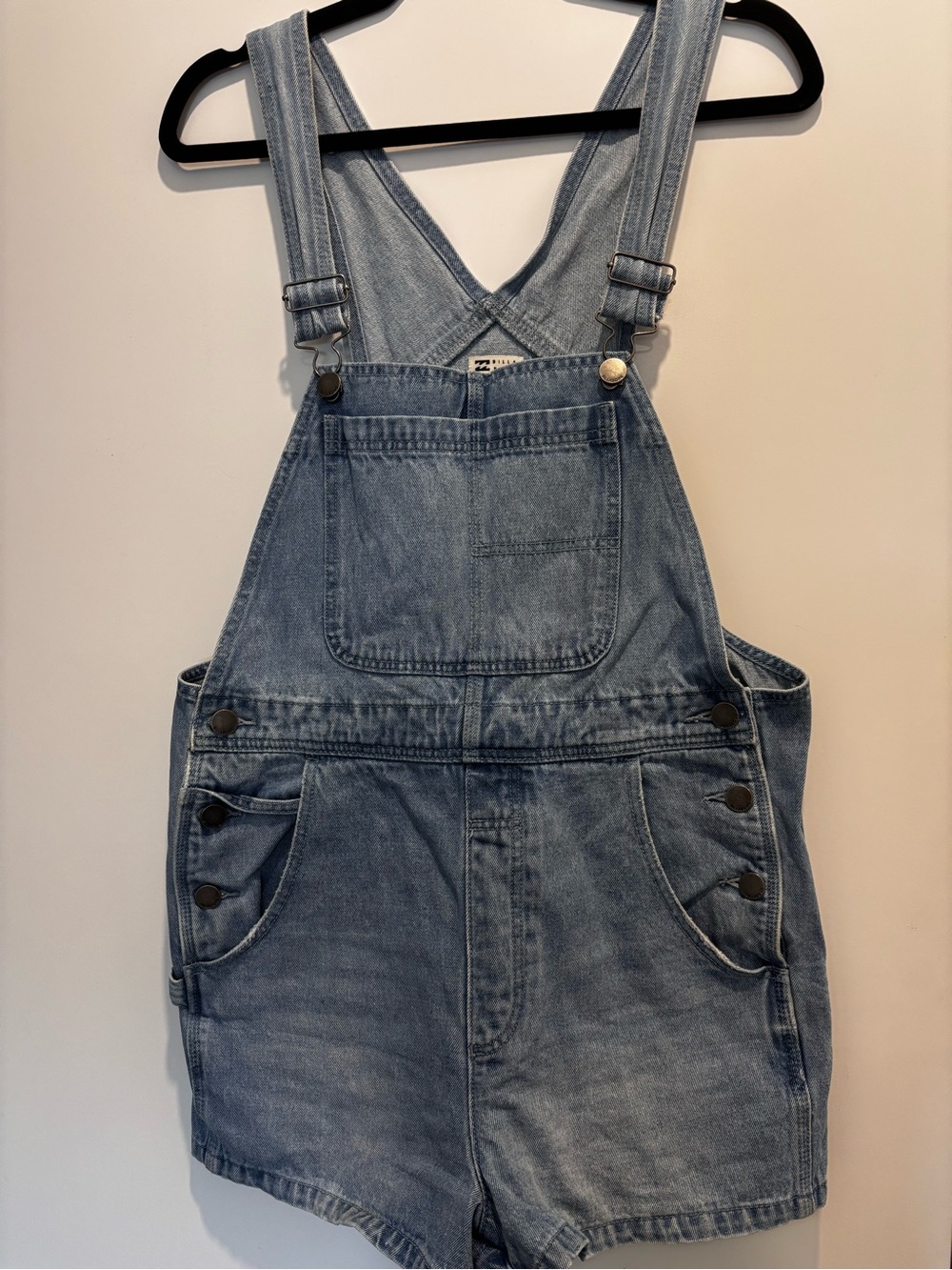 Billabong Light Blue Denim Short Overalls Romper